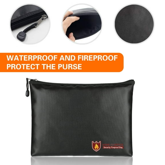 Fireproof Money & Document Bag, LNKOO 13.7"*9.8" Fire & Water Resistant Cash & Envelope Holder, Protect Your Valuables, Documents, Money, Jewelry, Zipper Closure for Maximum Protection