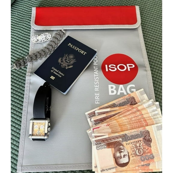 Fireproof Money Safe Document Bag 15" x 11" Fire Resistant Document Pouch, Waterproof