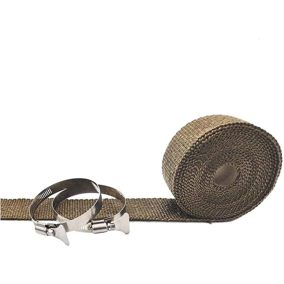 Fireproof Pipe Wrap Insulation 2" Wide X 16' Long, Fiberglass Heat Shield Tape Pipe Webbing for Stove Flue Protector with 2 Clamps, Titanium