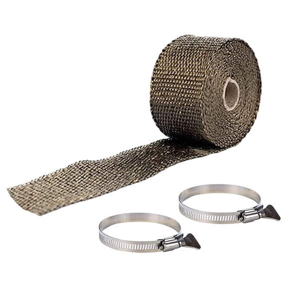 Fireproof Pipe Wrap, Pipe Insulation Webbing Anti-Scald Chimney Ribbon Furnace 2" Wide X 196' Long, Fiberglass Heat Shield Tape Pipe Webbing for Stove Flue Protector with 2 Clamps