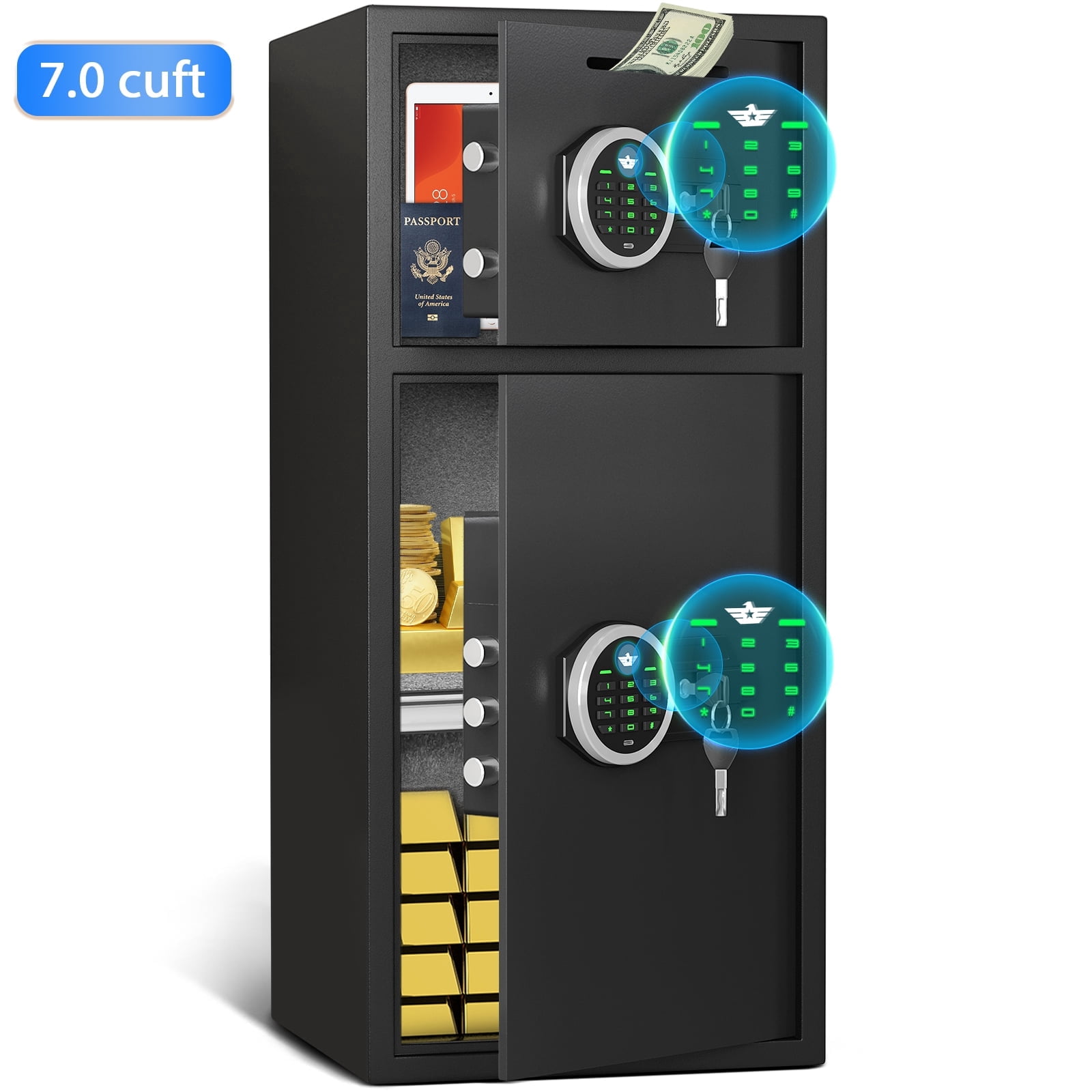 Riflevault 7.0 Cu Ft Fireproof Safe, Electronic Lock Security Cabinet with Deposit Slot, Dual Alarm & Backlit Keypad