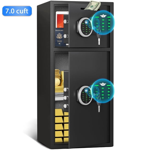 Riflevault 7.0 Cu Ft Fireproof Safe, Electronic Lock Security Cabinet with Deposit Slot, Dual Alarm & Backlit Keypad