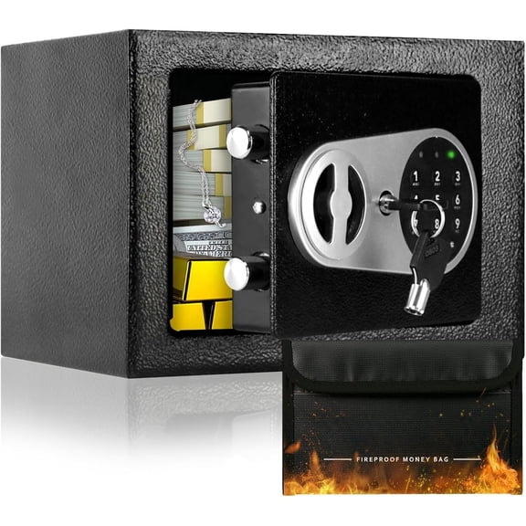Fireproof Safe Box with Sensor Light & Fireproof Bag, Safe Box with Digital Keypad, Safe Box for , 0.23 Cubic Small Safe with & Pass Code for
