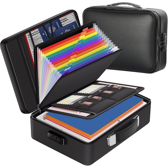 Fireproof Safe Document File Organizer Box, 5200?F Portable File Organizer with Lock,Hard Case Highly Flame-Resistant Fire Proof  File Bag with Lock, Fire Safe  Valuables Storage