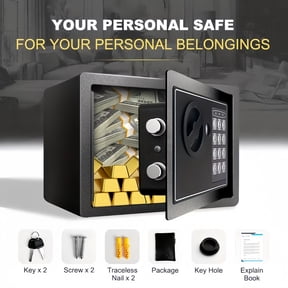 Fireproof Security Box with Fireproof Bag, 2000F Resistant Anti-Theft Lock Box, Digital Keypad & Override Keys, Anti-Pry Anti-Drill Solid Steel, for Home Office Documents Jewelry Cash