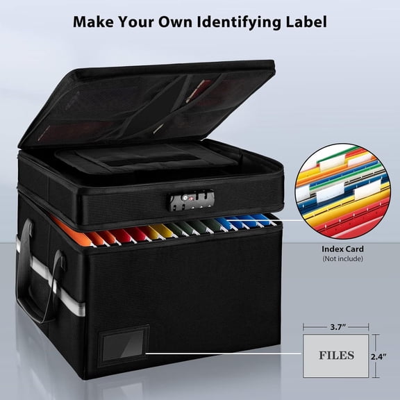 Fireproof Storage Filing Cabinet Box with Lock, Fireproof Document File Organizer Box, Portable Office Safe Box for Hanging Letter/Legal Folder