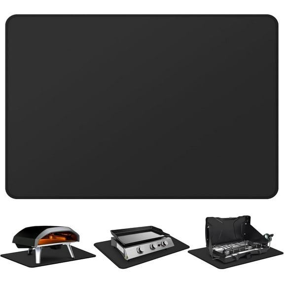 Fireproof & Under Griddle BBQ Mat, Grill Mats for Outdoor Grill to Protect Your Prep Table and Outdoor Grill Table (Black,24 x 36in)
