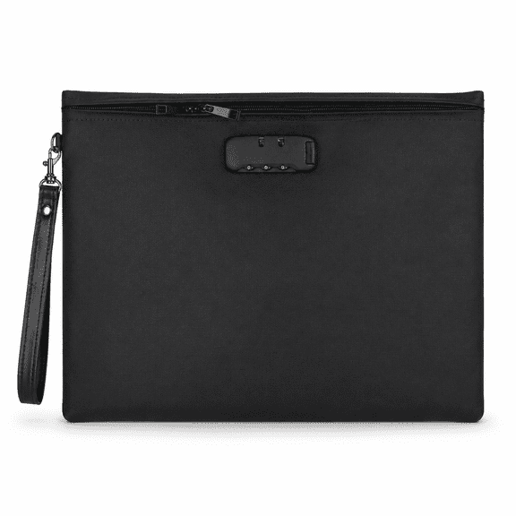 Fireproof & Waterproof Document Bag with Lock Money Pouch for Cash,Passport,Tablet,Credit Cards,A4 Paper 14.3"x10.2"