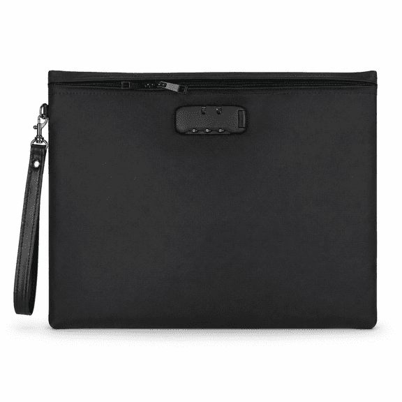 Fireproof & Waterproof Document Bag with Lock Money Pouch for Cash,Passport,Tablet,Credit Cards,A4 Paper 14.3"x10.2"