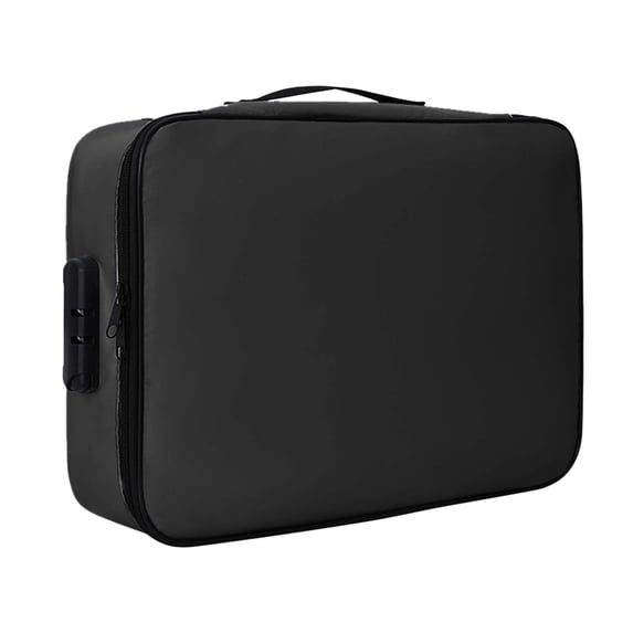 Fireproof & Waterproof Document Box – Locking File Storage with Organizer Bags (Secure File Chest for Home/Office), Black