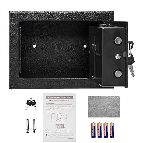 Fireproof and Waterproof Electronic Safe Box with Digital Keypad & Keys, Money Box and Deposit Box for Cash Gun Jewelry Home Office Hotel Security Storage - with 2 keys and Tools (