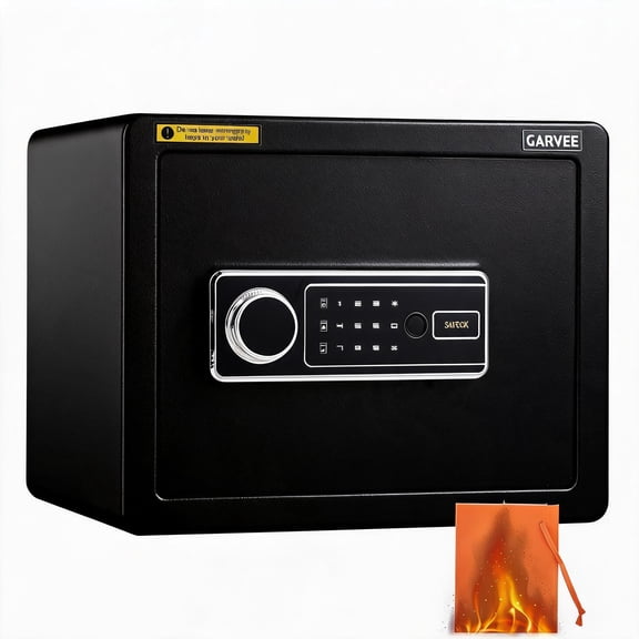 Fireproof Waterproof Home Safe Box with Biometric Lock, Digital Keypad & Backup Keys β Secure Black Cabinet Safe