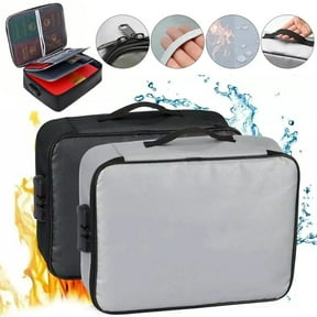 Fireproof & Waterproof Locking Document Safe Box - Portable File Organizer Bag (Black)