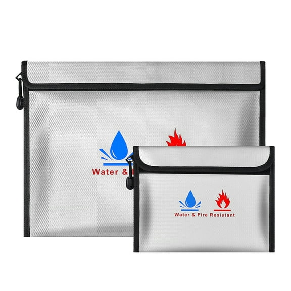Fireproof Waterproof Money Bag File Bag with Zipper for Cash, Important File
