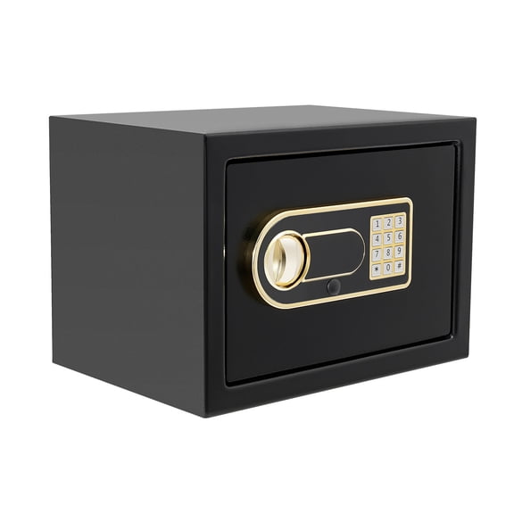 Fireproof Waterproof Steel Safe Box with Digital Keypad & Hidden Key Lock, Anti-Theft Alarm Security Safe for Home Office Business Cash & Jewelry Storage