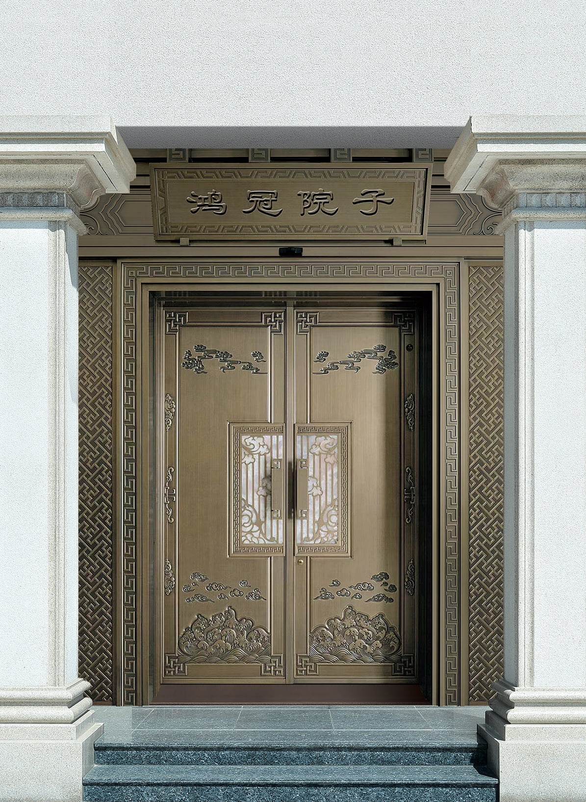 Fireproof and explosion-proof cast aluminum door villa door double door rural self-built houses to enter the household anti-theft copper custom
