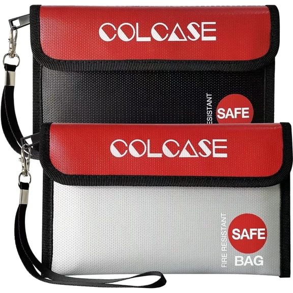 Fireproof money bag (8.35 inches), 2 packs of fireproof and waterproof money bags with zippers, fireproof money bag safety bag envelope container, for cash, jewelry, valuables, passports