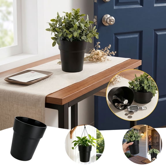 Fireresistant Waterproof Flower Pot Diversion Safe with Lock,Stainless Steel Secret Hidden Safe, for Hiding The Valuables Inside (Black) Not Include