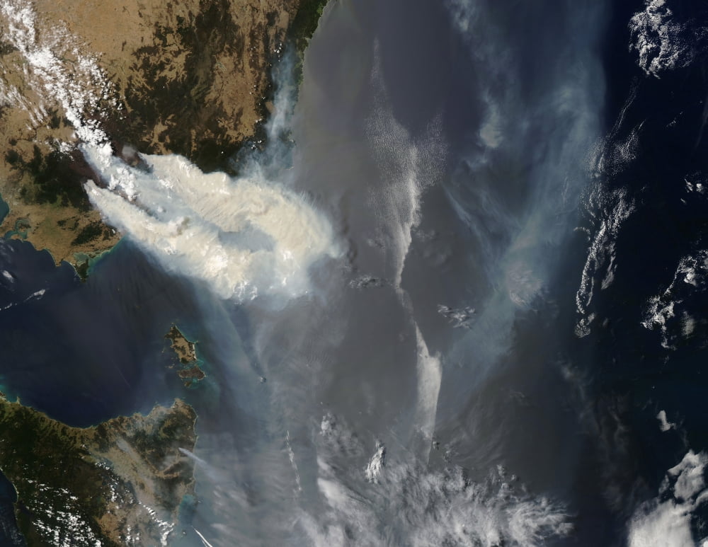 Fires and smoke in southeast Australia Canvas Art - Stocktrek Images (31 x 24)