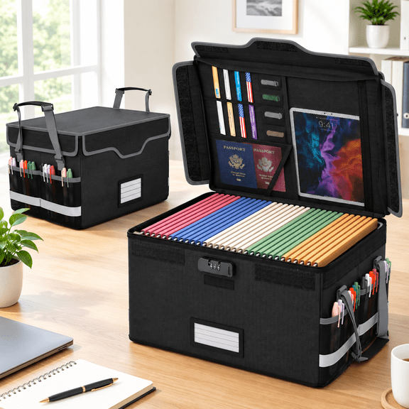 Fireshield Pro 5200f Document Box With Lock - Portable Water Resistant File Organizer For Hanging/legal Folders Safe Storhome Of