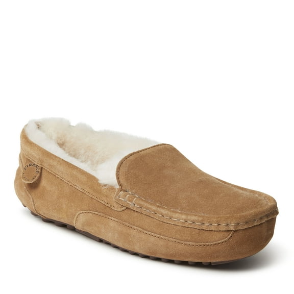 Fireside By Dearfoams Men's Melbourne Genuine Shearling Moccasin Slipper
