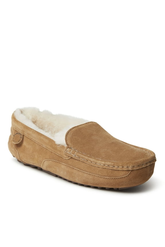 Fireside By Dearfoams Men's Melbourne Genuine Shearling Moccasin Slipper