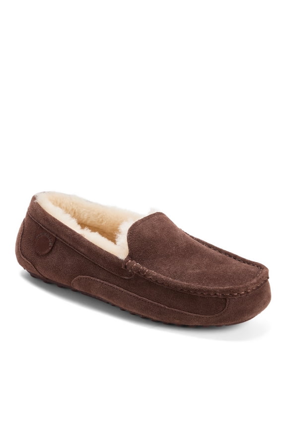 Fireside By Dearfoams Men's Melbourne Genuine Shearling Moccasin Slipper