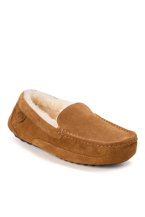 Fireside By Dearfoams Men's Melbourne Genuine Shearling Moccasin Slipper