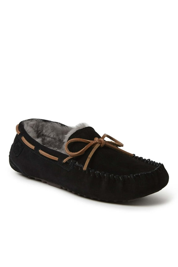 Fireside By Dearfoams Men's Victor Genuine Shearling Moccasin Slipper