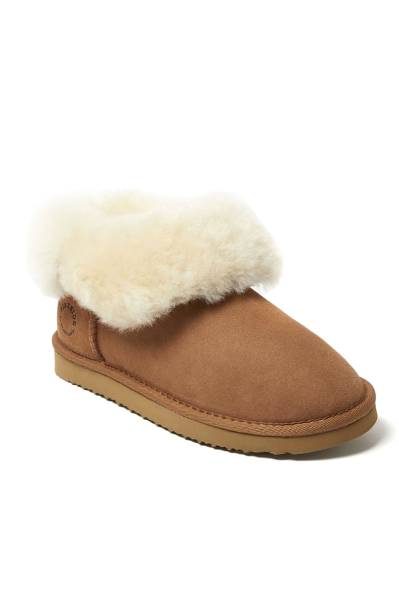 Fireside By Dearfoams Women's Perth Genuine Shearling Foldover Boot