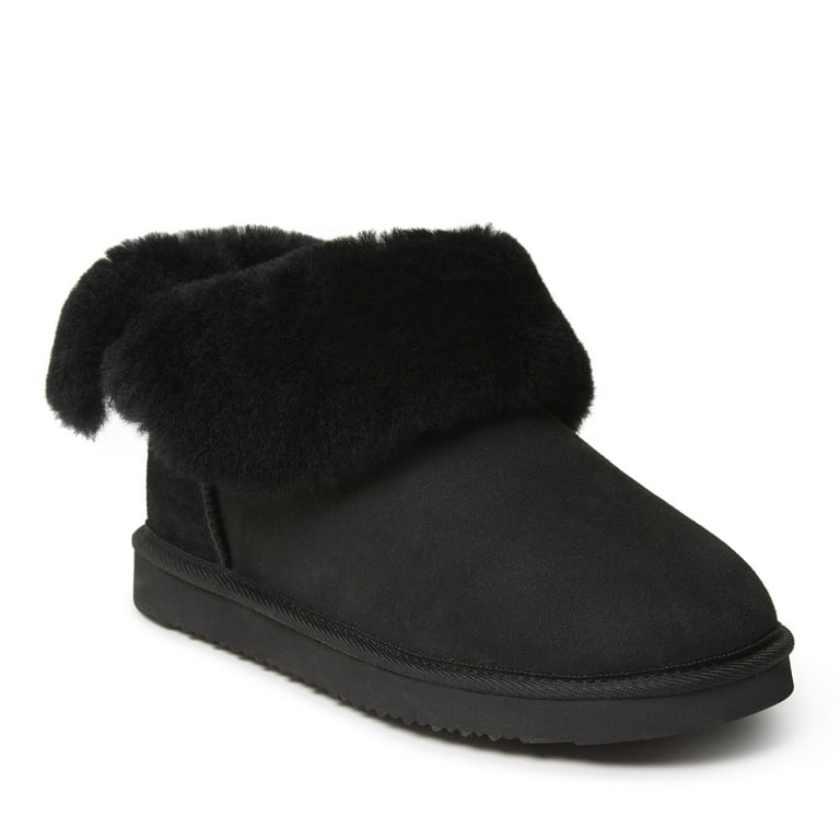 Fireside By Dearfoams Women s Perth Genuine Shearling Foldover Boot Walmart