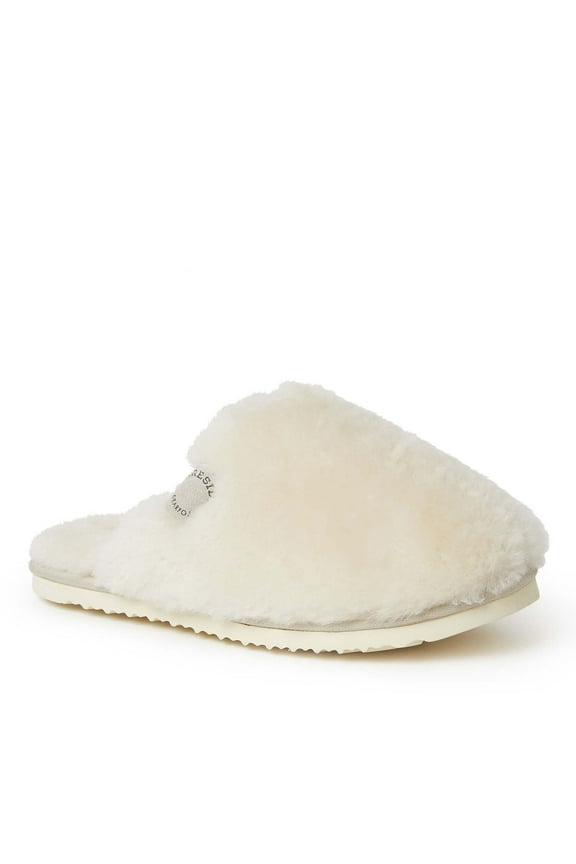 Fireside By Dearfoams Women's Shelly Beach Genuine Shearling Fuzzy Scuff Slipper