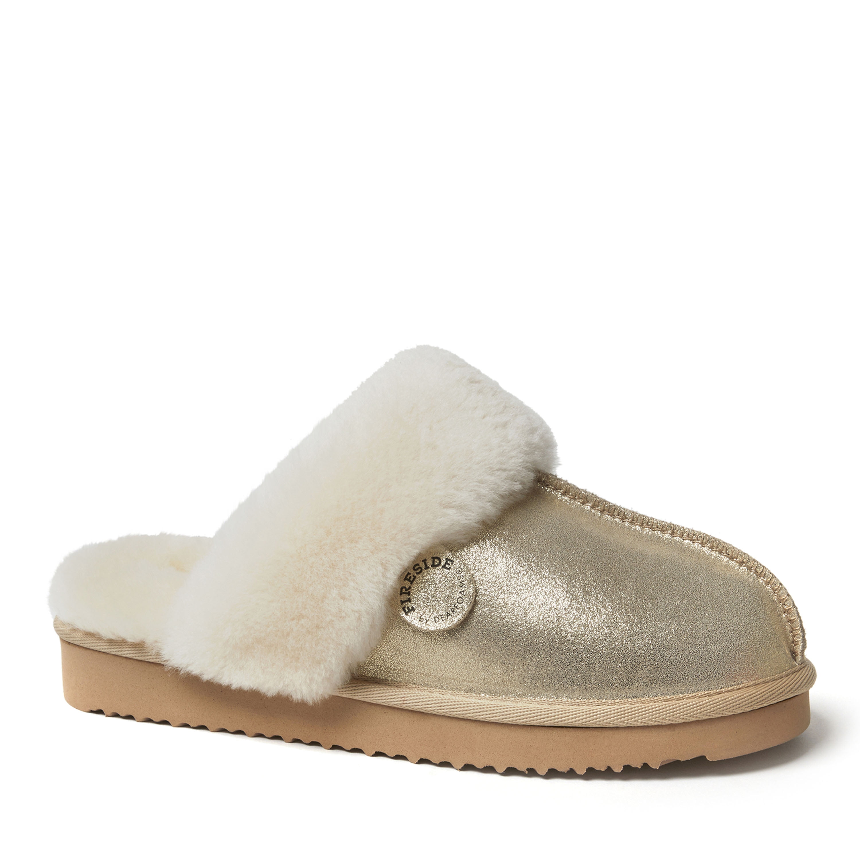 dearfoams women's fireside sydney genuine shearling scuff