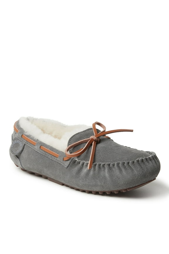 Fireside By Dearfoams Women's Victoria Genuine Shearling Moccasin Slipper