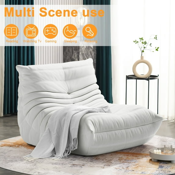 Fireside Chair, Soft Lounge Chair Lazy Floor Sofa Accent Bean Bag Couch for Living Room Corner Chair Bedroom Salon Office