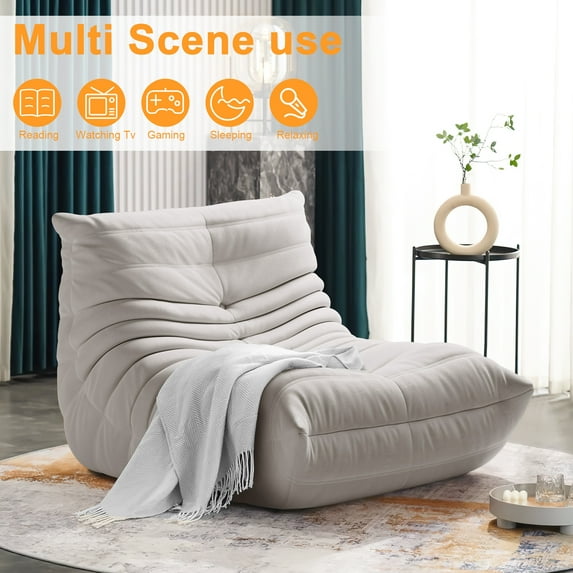 Fireside Chair, Soft Lounge Chair Lazy Floor Sofa Accent Bean Bag Couch for Living Room Corner Chair Bedroom Salon Office