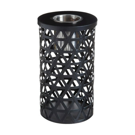 Fireside Hand Glazed Ceramic Fire Burner, Modern Geometrics, Grey