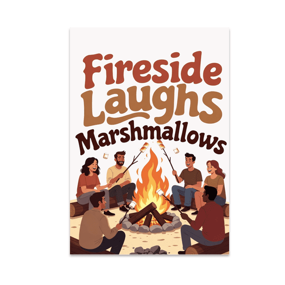 Fireside Laughs Marshmallows Campfire Scene - Outdoor Entertaining Enthusiast - 13x19 Poster Print