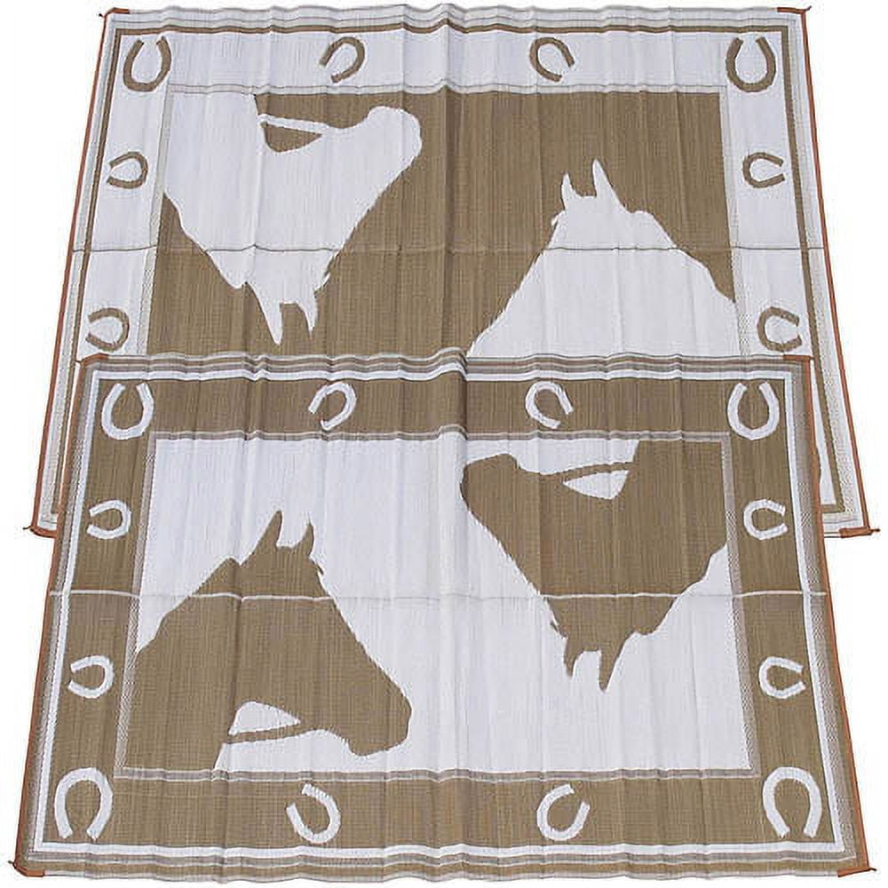 Fireside Patio Mats Patio/RV Mat, 6" x 9", Chocolate Horseshoe
