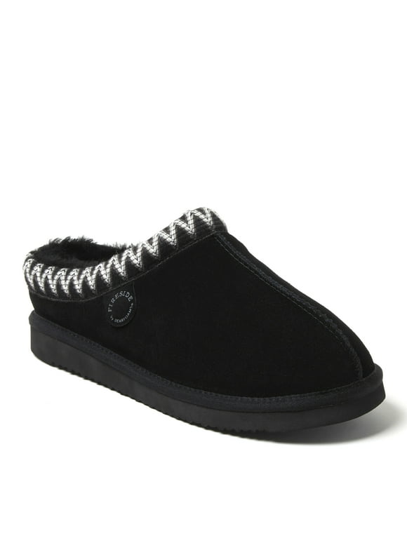 Fireside by Dearfoams Men's Grafton Genuine Shearling Clog Slipper with Embroidery