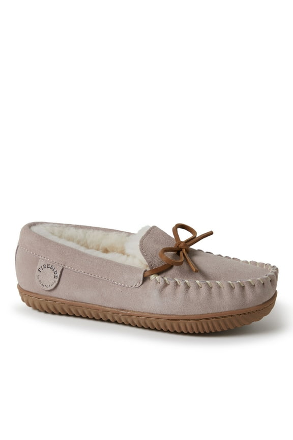 Fireside by Dearfoams Women's Alice Springs Genuine Shearling Moccasin Slipper