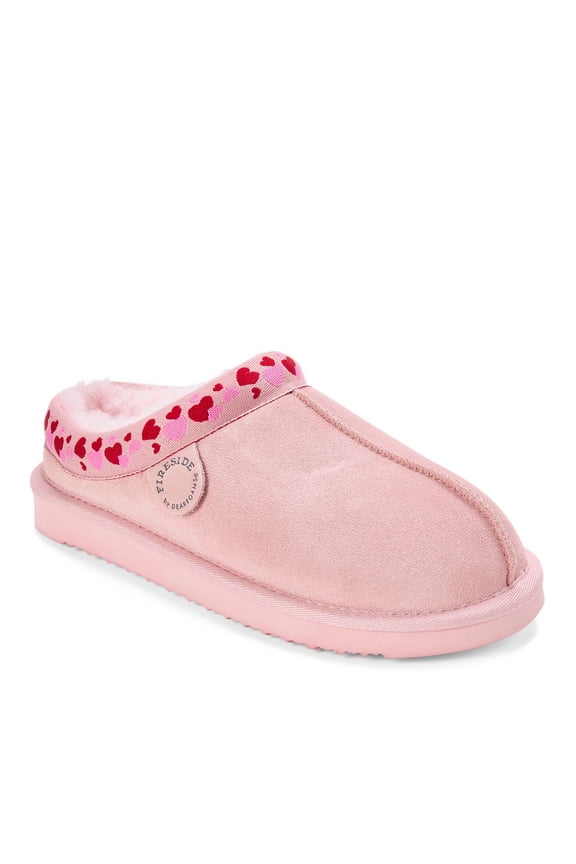 Fireside by Dearfoams Women's Greta Genuine Shearling Clog Slipper with Embroidery