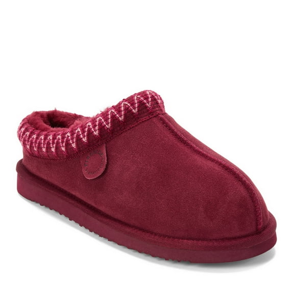 Fireside by Dearfoams Women's Greta Genuine Shearling Clog Slipper with Embroidery