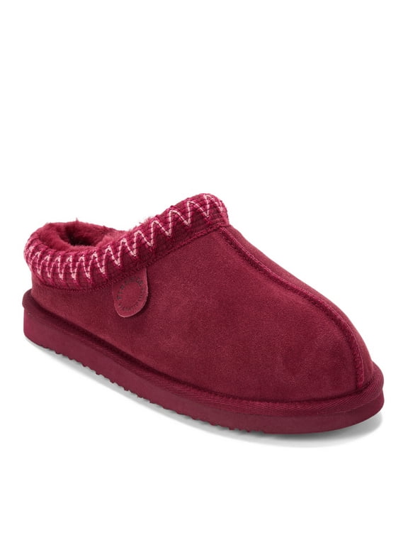 Fireside by Dearfoams Women's Greta Genuine Shearling Clog Slipper with Embroidery