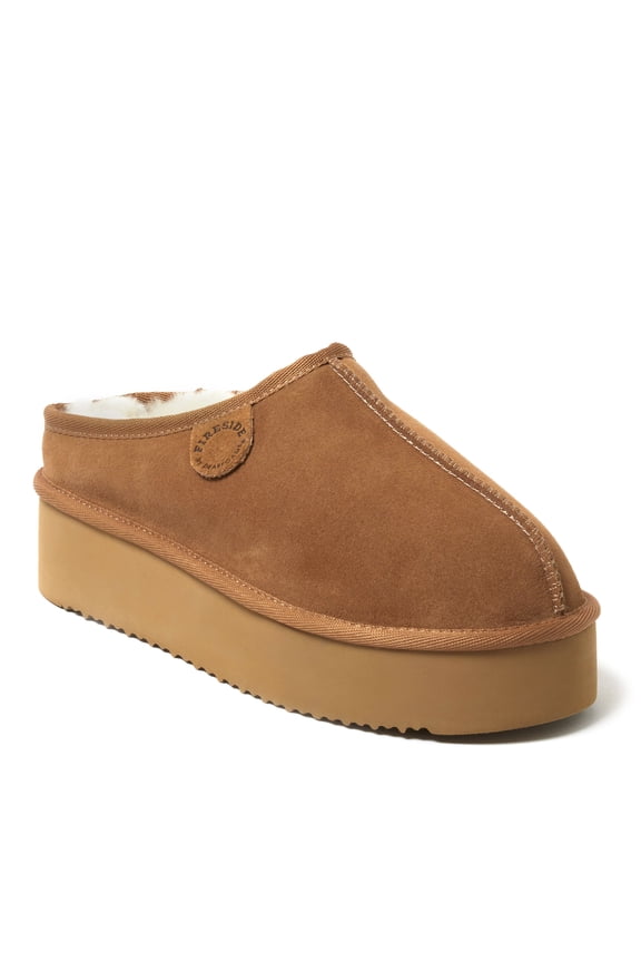 Fireside by Dearfoams Women's Queenstown Genuine Shearling Platform Clog Slipper