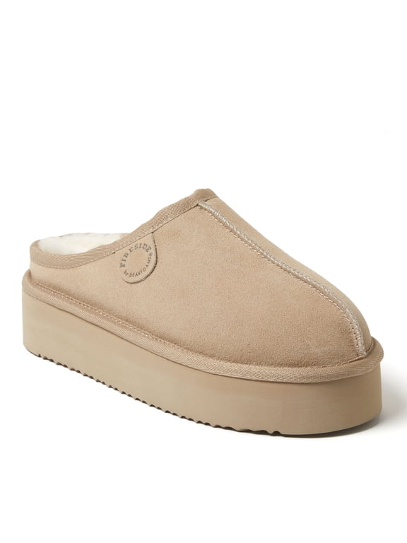 Fireside by Dearfoams Women's Queenstown Genuine Shearling Platform Clog Slipper