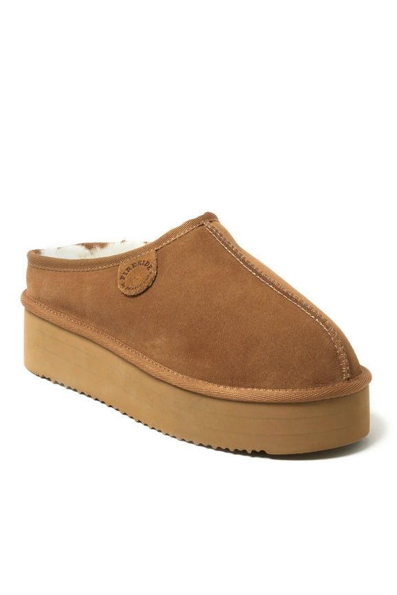 Fireside by Dearfoams Women's Queenstown Genuine Shearling Platform Clog Slipper