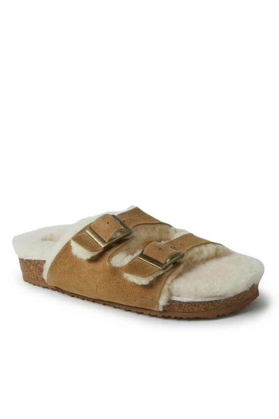 Fireside by Dearfoams Women's Tamworth Genuine Shearling Double Band Sandal