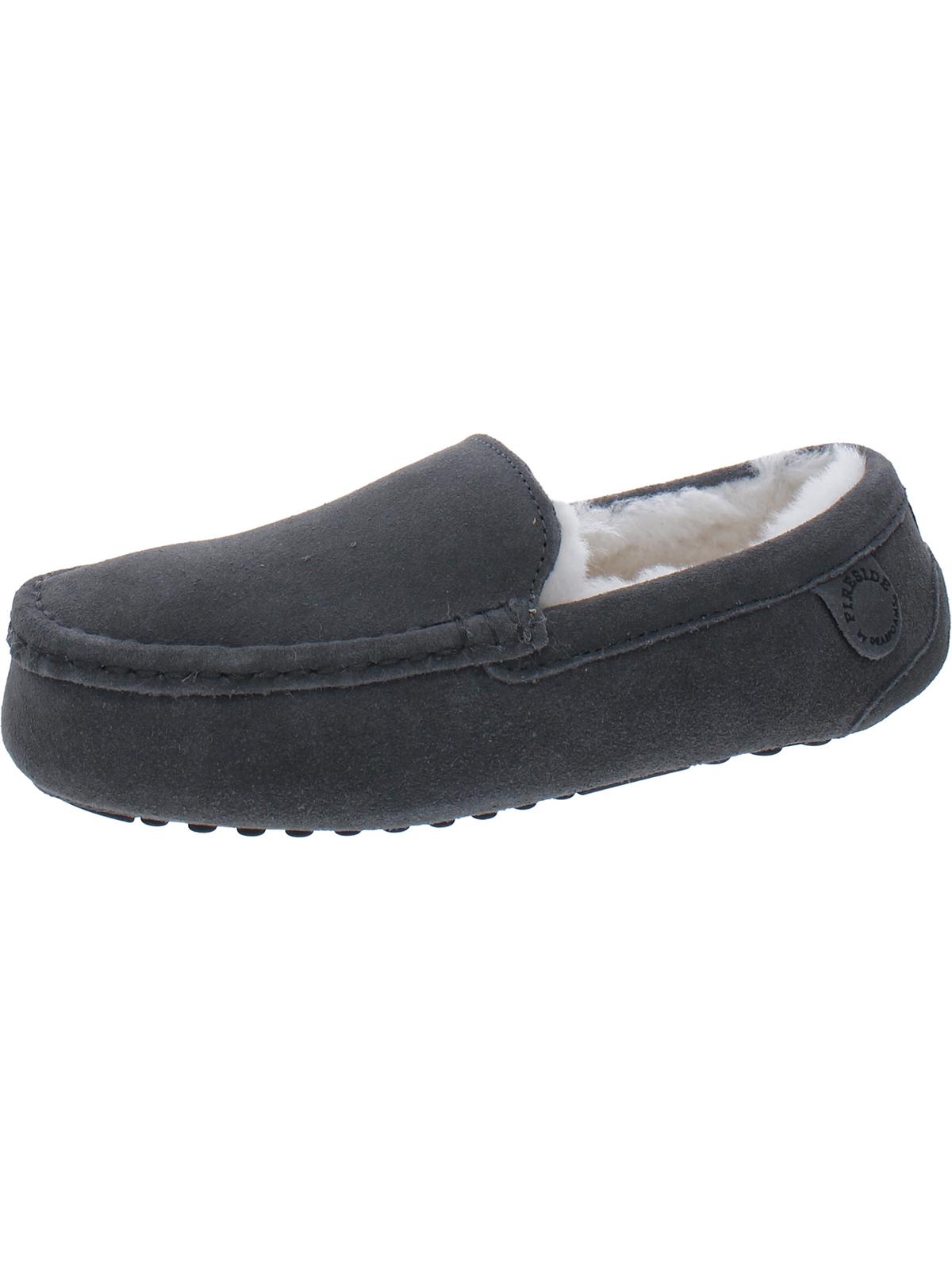 Fireside by Dearfoams Womens Leather Moccasin Slippers