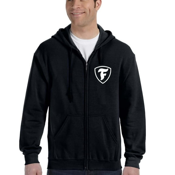 Firestone Apparel Zip Up Hoodie - Zippered Hooded Sweatshirt with Logo Shield Print – Unisex for Men or Women in Loose Classic Fit – Adult Sizes